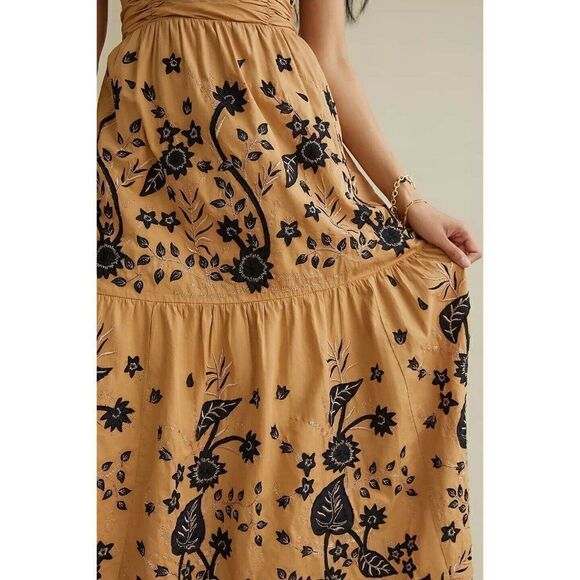 NWT ANTHROPOLOGIE Sz 6 MAEVE VERUSCHKA EMBROIDERED MIDI HALTER DRESS - Picture 4 of 5